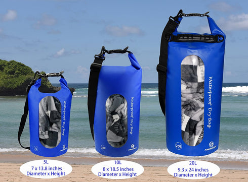 Waterproof Dry Bags Set Of 3 Dry Bag With 2 Zip Lock Seals & Detachable Shoulder Strap, Waist Pouch & Phone Case - Can Be Submerged Into Water - F...