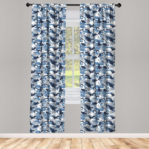 Ambesonne Camouflage Window Curtains, Illustration Abstract Soft Colors Pattern Surreal Shapes Design Art, Lightweight Decor 2-Panel Set with Rod ...