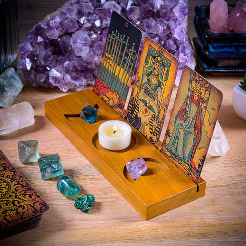 Curawood Tarot Card Holder Stand - Display Your Daily Draw - Witchy Gifts for Women, Tarot Accessories, Wiccan Altar Supplies, Witchcraft Decor, D...