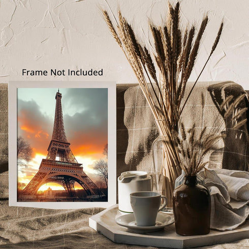 Posterizer 1 pcs-Eiffel tower inspired sunset glow photo 1-Landscape & Nature Art-Photography Art-Decor for Home & Office- unframed wall art...
