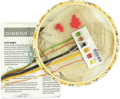 Dimensions Bee Kind Animal Embroidery Starter Kit for Beginners, 6" Diameter, Multicolor 6 Piece......