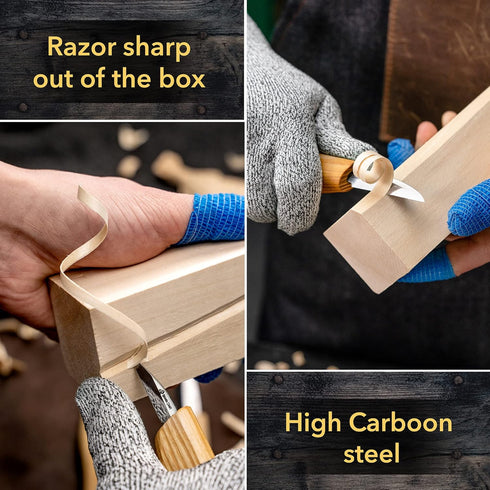 BeaverCraft Wood Carving Knife Kit S15 Whittling Kit for Beginners, Kids - Wood Carving Tools Set with Detail Chip Knife Sloyd Whittling Knives & ...