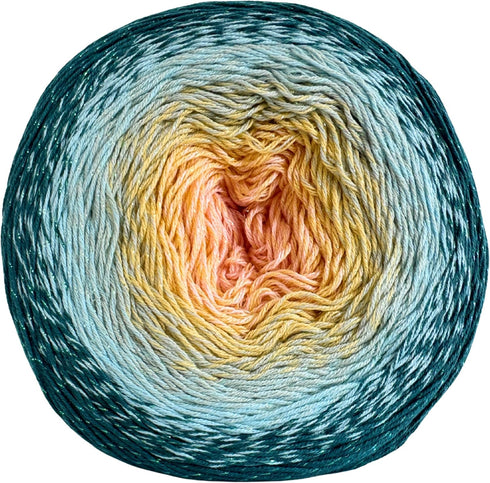 YarnArt Flowers Moonlight – Gradient Cotton Acrylic Yarn with Metallic Lurex, 9.17oz (250g), 1093 Yards – Shiny, Multicolor Cake Yarn for Crochet,...