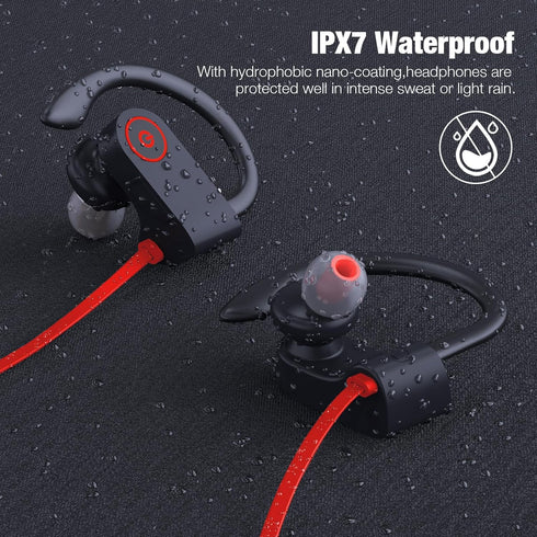 Bluetooth Headphones, Wireless Headphones 16H Playtime Wireless Earbuds with Mic Stereo in-Ear Earphones, IPX7 Waterproof Sports Headphones Sound ...