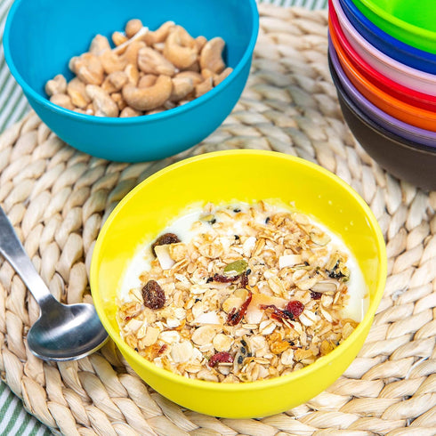 Youngever 9 Pack 10 Ounce Plastic Bowls, Kids Plastic Bowls, Set of 9 (9 Rainbow Colors)...