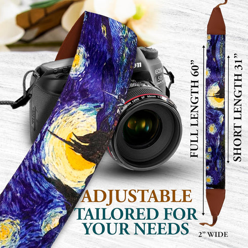 Van Gogh Starry Night Camera Strap Universal DSLR Camera Strap, Neck & Shoulder Camera Belt for Digital DSLR Camera - Artistic & Cool Design - Bes...