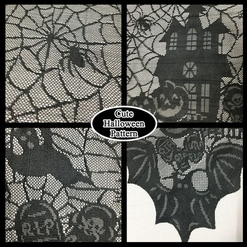 Halloween Tablecloth - Gothic Black Lace Spider Web Table Cover for Halloween Masquerade, Dinner Party, Scary Movie Nights Table Decorations - 53x...