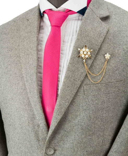 Knighthood Brooch Chain Pearl Star and Flower with Hanging Chain Brooch Lapel Pin Wedding Suit Coat for Women Men's Accessories...