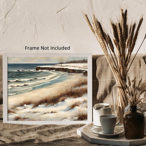 Posterizer 1 pcs-snowy winter nature scene in oil painting style-14-Landscape & Nature Art-GIft for Men Women Teens-Dining Room Decor- unframed wa...