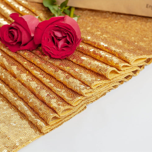 Glitter Gold Table Runners-12 by 108 Inch Luxury Linens -Gold Event Outdoor Party Supplies Fabric Decorations Gift Package for Holiday Wedding Bir...