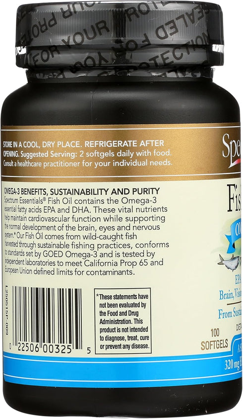Spectrum Essentials Softgels, Fish Oil Omega-3, 1000 mg, 100 Count...