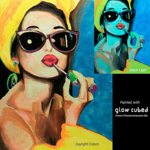 Glow Cubed Glow in The Dark Artist Professional Oil Paint Luminescent Phosphorescent Self-Luminous Paint (Green, 22 ml)...