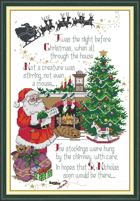 CaptainCrafts Cross Stitch Kits, Christmas Stamped Cross Stitch Prepainted 11CT Fabrics Corss Stitch DMC DIY Needlework Embroidery Kit for Adults ...