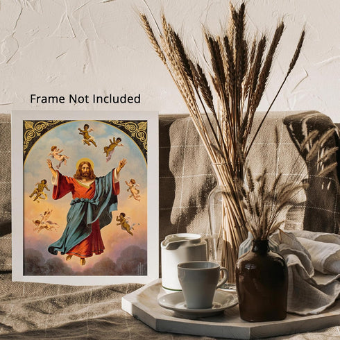 Posterizer 1 pcs-Christ in majesty with black and white putti painting poster-Religious Posters-Gifts for Christians- unframed wall art...