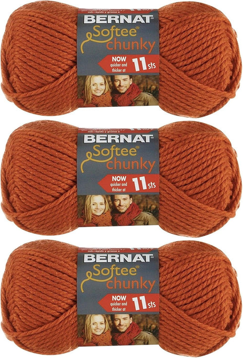Bernat Softee Chunky Solid Yarn Bundle Super Bulky #6, 3 Skeins Pumpkin 28630......