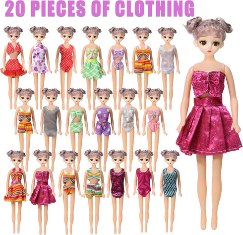 70Pcs Doll Clothes and Accessories, 20 Bikini Swimsuits Fashion Dresses 50 Shoes for 11.5 inch Doll Christmas Stocking Stuffers Girls Birthday Gif...
