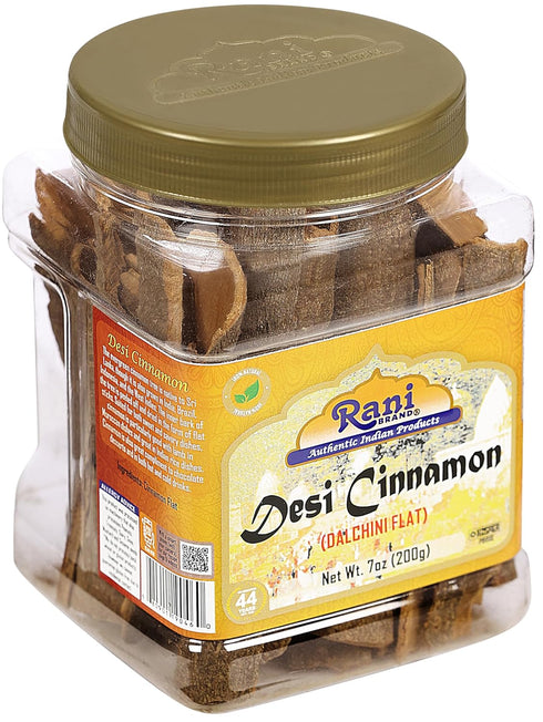 Rani Desi (Dalchini) Flat Cinnamon 7oz (200g) PET Jar ~ All Natural | Vegan | Gluten Friendly | NON-GMO | Kosher | Indian Origin...