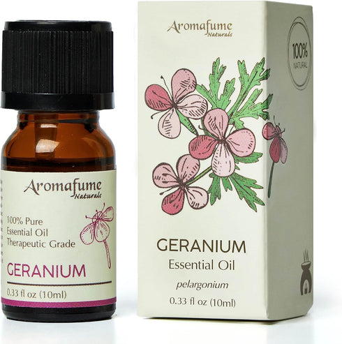 AROMAFUME Geranium Essential Oil - 100% Natural, Therapeutic Grade Essential Oils - Pure, Floral Aromatherapy Oil for Home Diffusers - Gifts for H...