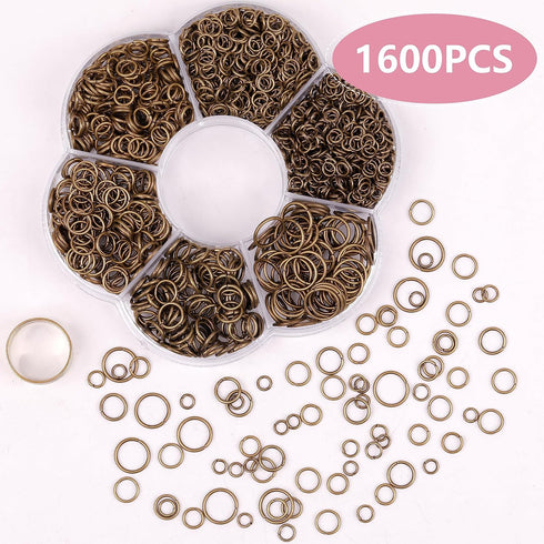 YAKA 1600Pcs 6 Different Sizes Open Jump Rings,5mm 6mm 7mm 8mm 9mm 10mm Ring Jewelry Keychain for Jewelry Making Accessories,1Pcs Jump Ring Open/C...