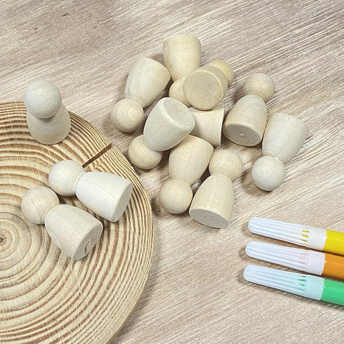 100 Pieces Wood Peg Dolls Unfinished Wooden People Craft Blank Family Figures 5/8 x 1-1/4 inch...