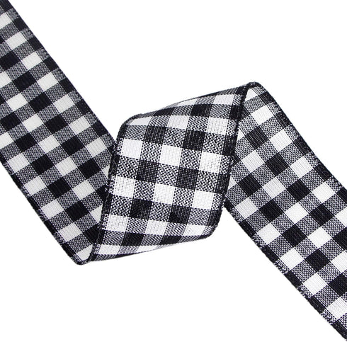 Ribbli Black and White Wired Ribbon, Buffalo Plaid Ribbon 2-1/2 Inch x Continuous 10 Yard,Burlap Ribbon for Big Bow,Wreath,Tree Decoration,Outdoor...