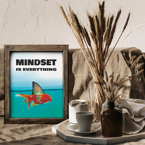 Posterizer 1 pcs-Mindset is Everything-shark goldfish-Motivational & Inspirational Girls room art-Decor for Bedroom, Office- UNFRAMED Wall Art...