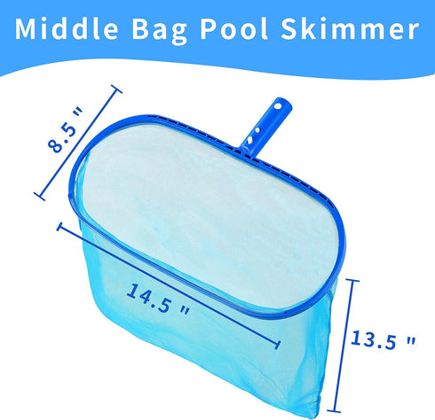 Pool Skimmer - Pool Net, Pool Skimmer Net with Solid Plastic Frame, Skimmer Net with Fine Mesh...