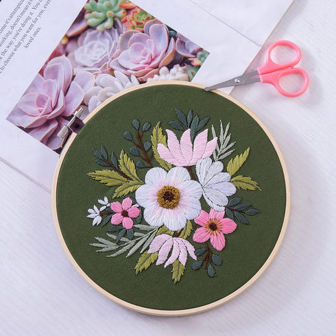 Bonroy 4 Sets Embroidery Kit for Beginners,Embroidery Kit for Art Craft Handy Sewing Include Embroidery Clothes with Pattern,Embroidery Hoops, Ins...