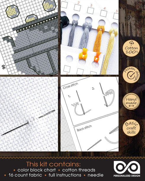 Counted Cross-Stitch Kit of Bookmark ‘Cauldron' - Harry Potter Hand Embroidery Kit with Pattern Design...