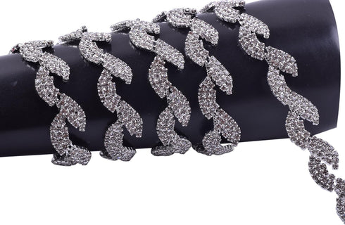 KAOYOO 1 Yard Leaf Shaped Crystal Rhinestone Chain Trim for Sewing Craft,Clothing,DIY,Bridal Bouquet Embellishments...