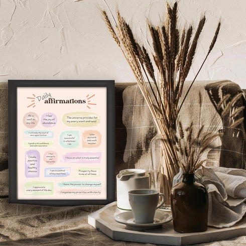 Posterizer 1 pcs-daily positive affirmations with pastel aesthetic-Motivational & Inspirational Art-Gift for Daughter, Son, Kids-Decor for Home & ...