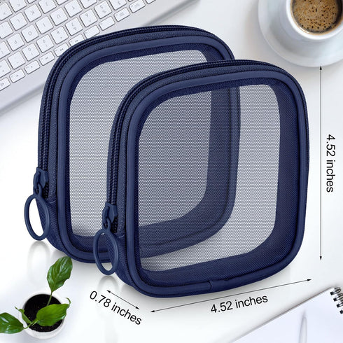Weewooday 4 Pcs Mesh Makeup Bag Mesh Cosmetic Bag Travel Toiletry Bag Pouch with Zipper Mini Portable Makeup Cosmetic Travel Toiletry Purse Bag fo...