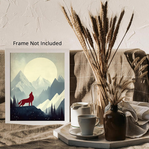 Posterizer 1 pcs-beautiful howling lone wolf under the full moon 3-Art for Animal Lovers Gift for Art Lovers Decorations for Bedroom, Office, Livi...