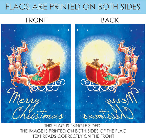 Toland Home Garden 119281 Moonlight Santa Christmas Flag, 12x18 Inch, Double Sided for Outdoor St Pats House Yard Decoration...