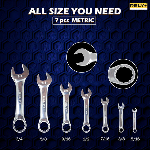 7Pcs Ratcheting Wrench Set with Rack Organizer, CR-V Steel | 8-18 mm Metric Combination Ratchet Wrenches Set | Combination Wrenches Set for Bicycl...