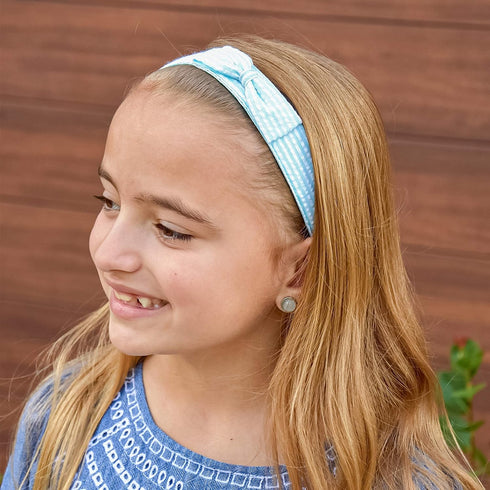 FROG SAC Adjustable Seersucker Striped Hairbands - Non-Slip Flat Bows for Girls & Kids, Cute Small Hair Accessories, Party Favors...
