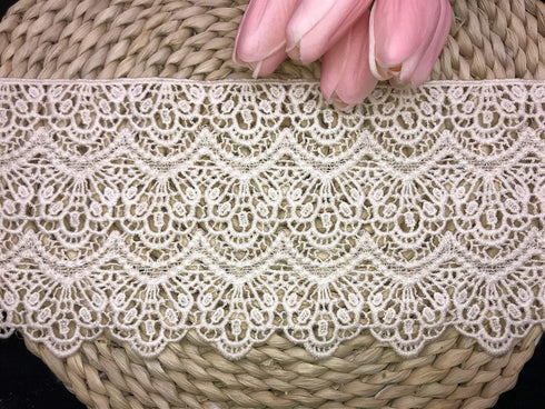 14CM Width Europe Long Pattern Inelastic Embroidery Lace Trim,Curtain Tablecloth Slipcover Bridal DIY Clothing/Accessories.(4 Yards in one Package...