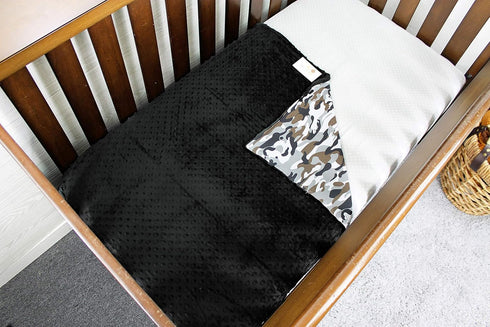 Top Tots Baby Blanket - Minky, Gray, Brown and Black Camouflage...