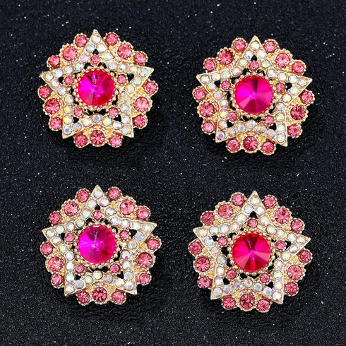 4Pcs Sliver Rhinestone Buttons Crystal Embellishments for Clothing Jewelry Making DIY Decoration Bottons for Sewing Crafts Wedding Bridal (Red)...