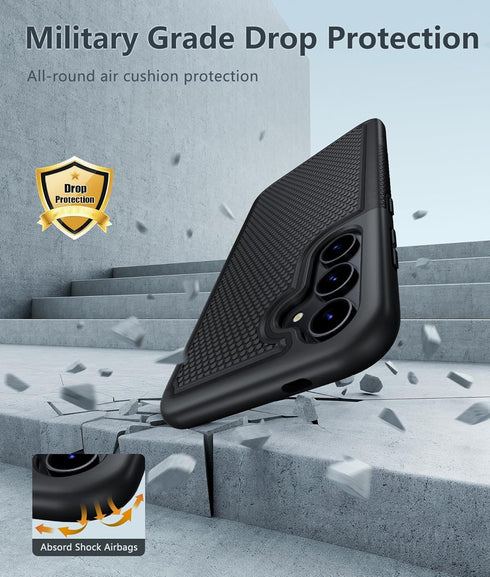 FNTCASE for Samsung Galaxy S24 Case: Dual Layer Heavy Duty Cell Phone Protective Cover Shockproof Rugged with Non-Slip Textured - Military Drop Pr...