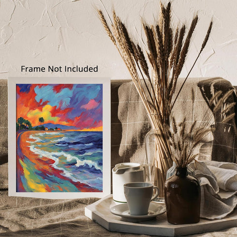 Posterizer 1 pcs- sea and beach themed oil painting style print 10-Landscape & Nature Art-Floral Botanical Art- Decor for Home & Office- unframed ...