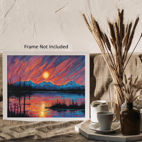 Posterizer 1 pcs- mountains, trees, night sky landscape nature 10-Landscape & Nature Art-Floral Botanical Art- Decor for Home & Office- unframed w...