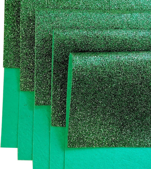 Jtnohx Large Glitter Felt Fabric, 5pcs Glitter Sheets, 11.8 x16.5 inches Glitter Felt for Crafts, Felt Glitter Square for Party Project Holiday Gr...