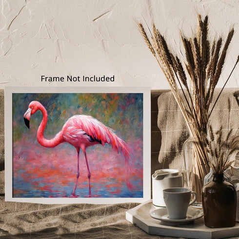 Posterizer 1 pcs- pretty pastel pink flamingo in nature-Art for Animal Lovers-Landscape & Nature Art- Living Room Bedroom Decor- unframed wall art...