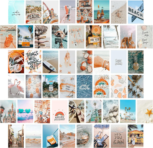 KOSKIMER Beach Wall Collage Kit Aesthetic Pictures, 4x6 Inch, Beachy Room Decor Aesthetic, Cute Bedroom Decor for Teen Girls, VSCO Room Decor Post...