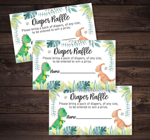 All Ewired Up 50 Dinosaur Diaper Raffle Tickets Diaper Raffle Ticket Lottery Insert Cards Baby Shower Invitations, Supplies and Games for Baby Rev...