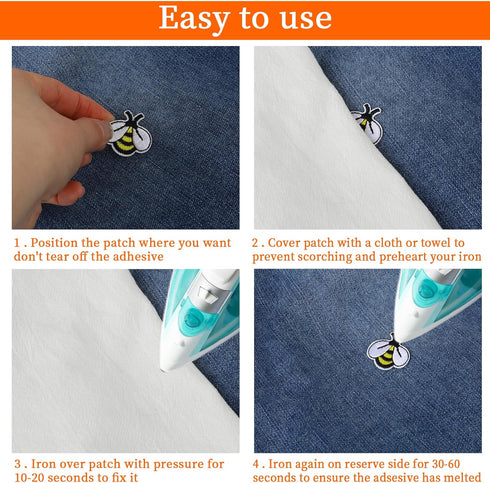 20 PCS Bee Embroidered Patches Bee Shape Patches Bee Buttons for Sewing Applique Patch Cute Fabric Tiny Iron On Embroidered Patches Decoration for...