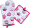 AMOUR INFINI Pot Holders and Oven Mitt Heat Resistant Non Slip Reusable Set of 1 Oven Mitt and 1 Pot Holder Oven Gloves Pot Holder for Cooking...