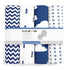 Changing Pad Cover – Premium Baby Changing Pad Covers 4 Pack – Boy or Girl Changing Pad Cover – Pure Cotton Machine Washable Navy and White Changi...
