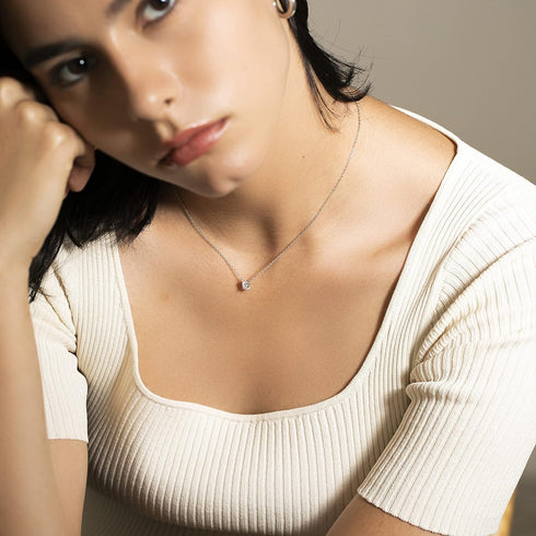 S.Leaf Gold Diamond Dainty Choker Necklace for Women Sterling Silver 0.5/1/2cttw Tennis Crystal Cubic Zirconia Gold Plated Pendant Necklaces Best ...